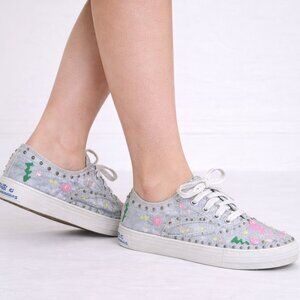 Vintage Y2K No Excuses Womens 5 Denim Canvas Studded Sneakers Customized Artsy